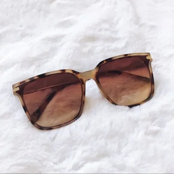 Naomi Tortoise Brown Square Sleek Sunglasses - Picture 2 of 7